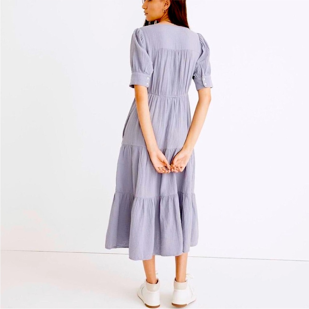 MADEWELL Petite Lightspun Button-Front Tiered Midi Dress